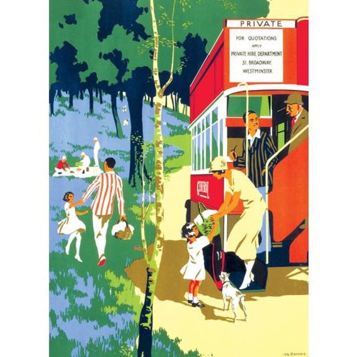 【V&A_M&G】グリーティングカード(SUMMER OUTINGS BY PRIVATE BUS)【Transport For London】