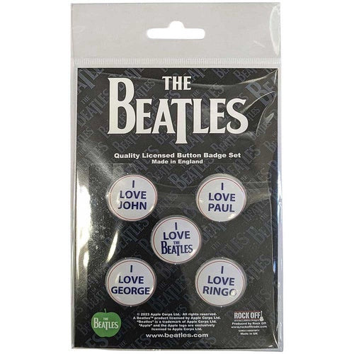 【The Beatles】I Love The Beatles ボタンバッジセット(小)