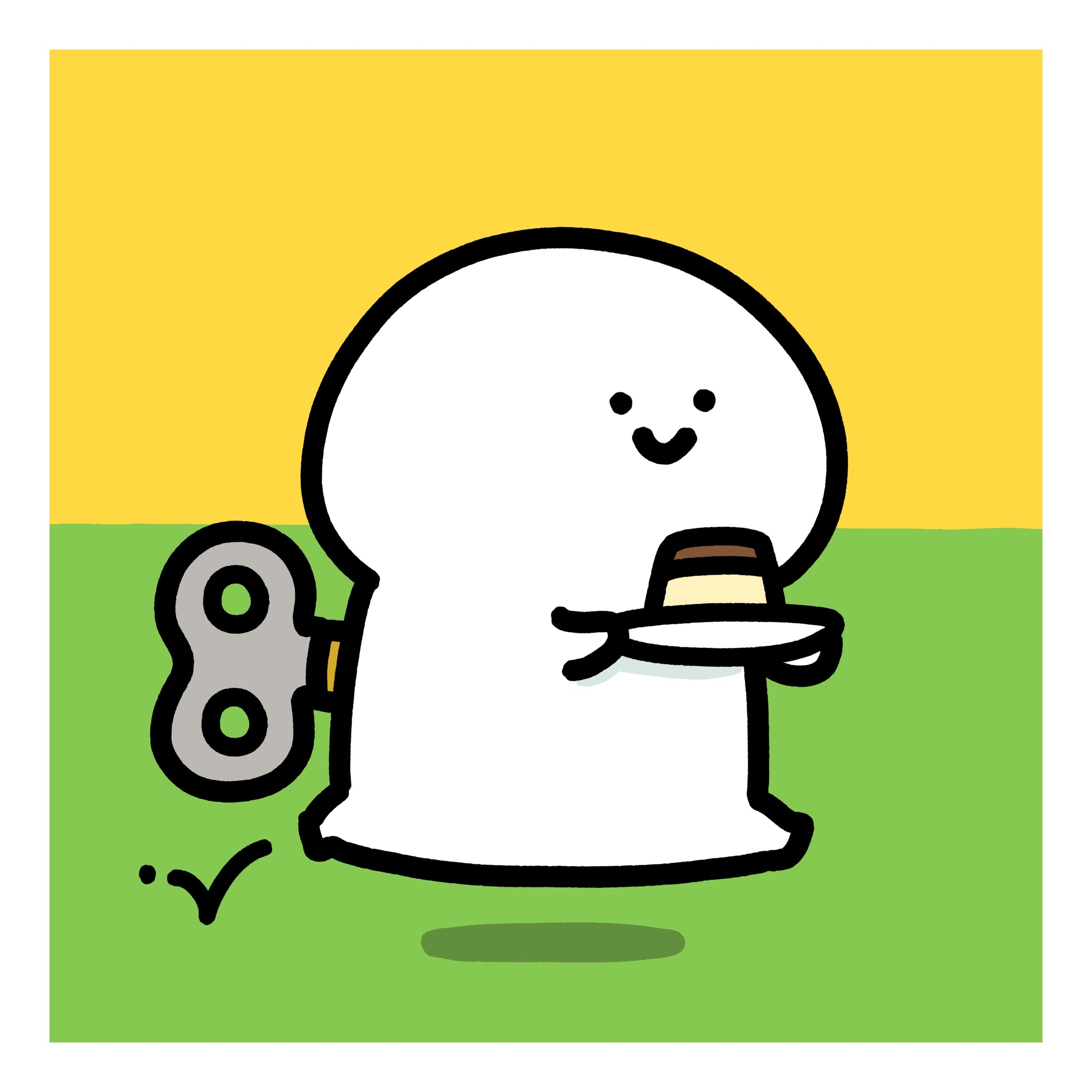 お文具といっしょ 複製原画 プリン運びマシーン_食べもする