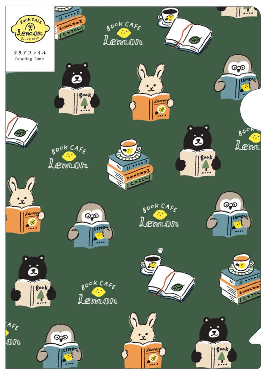 MJオリジナル Book CAFE Lemon クリアファイルA5 reading time