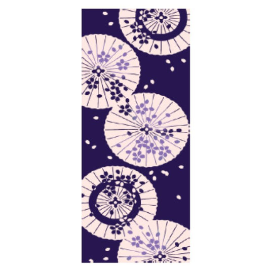 かまわぬ×丸善 オリジナル手拭 和傘に桜 紺