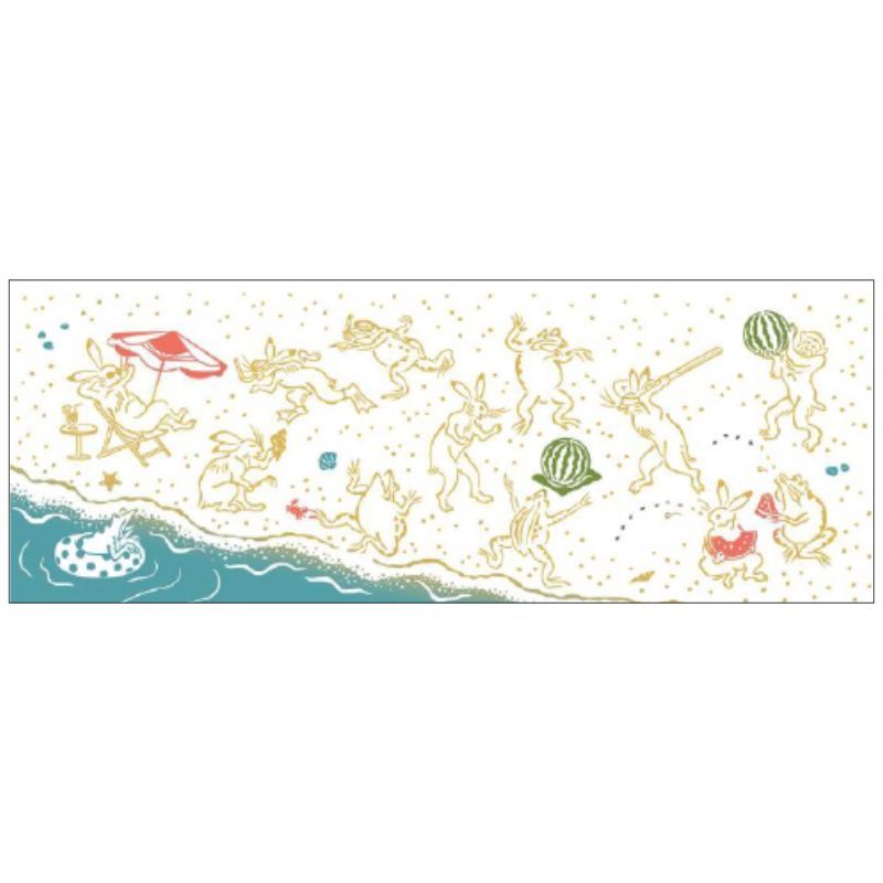 かまわぬ×丸善 オリジナル手拭 鳥獣戯画 スイカ割り