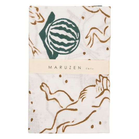 かまわぬ×丸善 オリジナル手拭 鳥獣戯画 スイカ割り