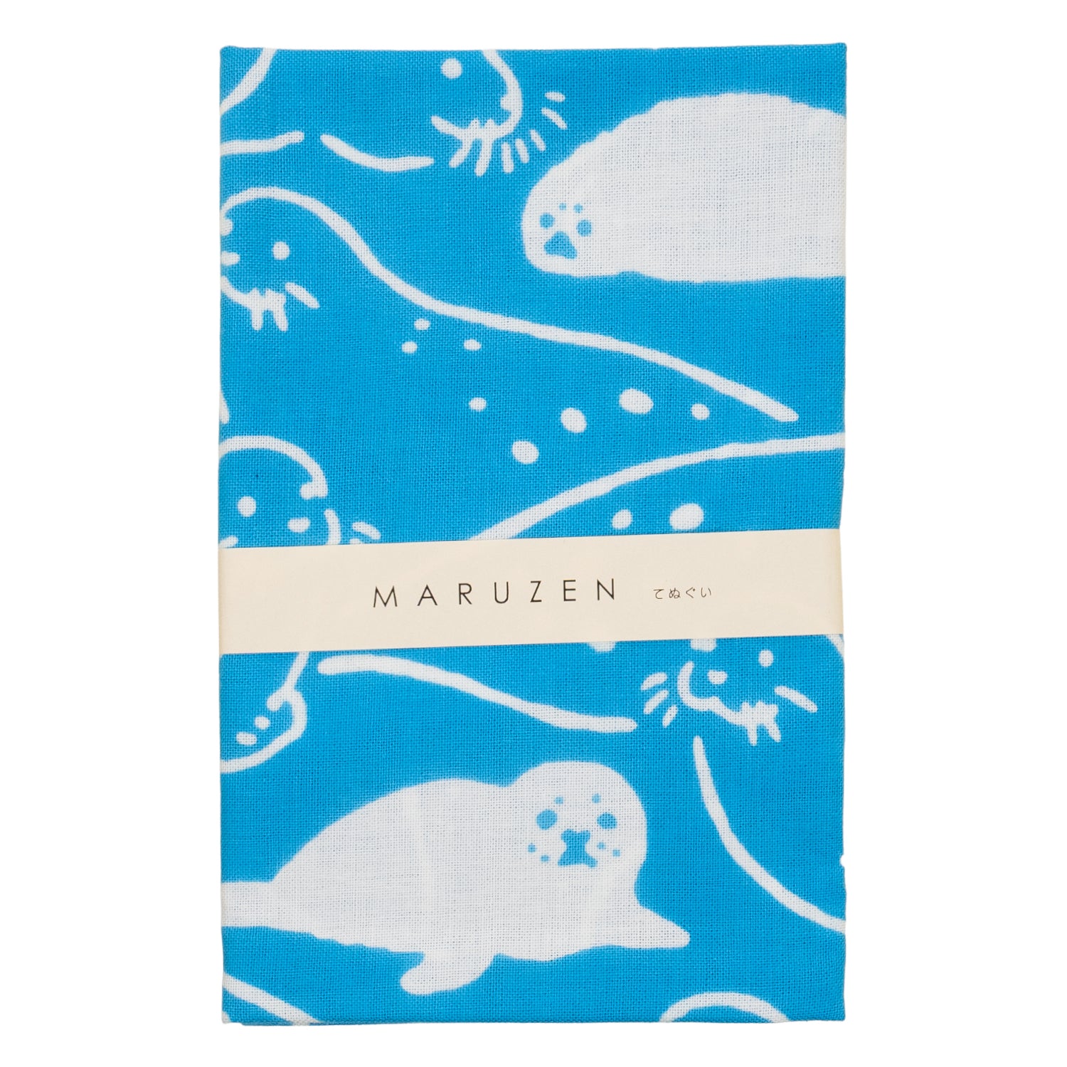 かまわぬ×丸善 オリジナル手拭 おひるねアザラシ 水色