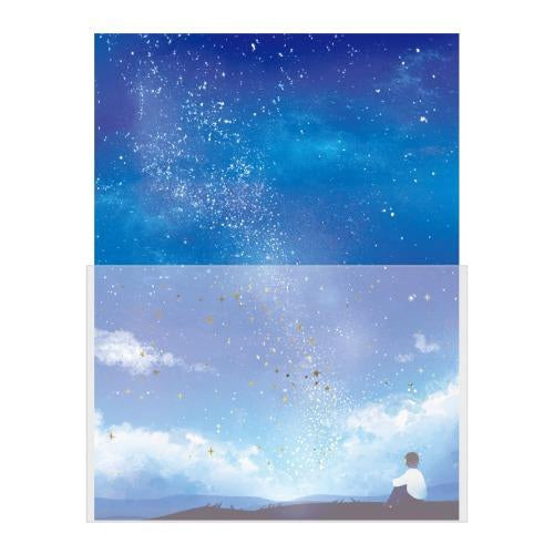 封筒が透ける景色のレター 夢と星の夜 星柄