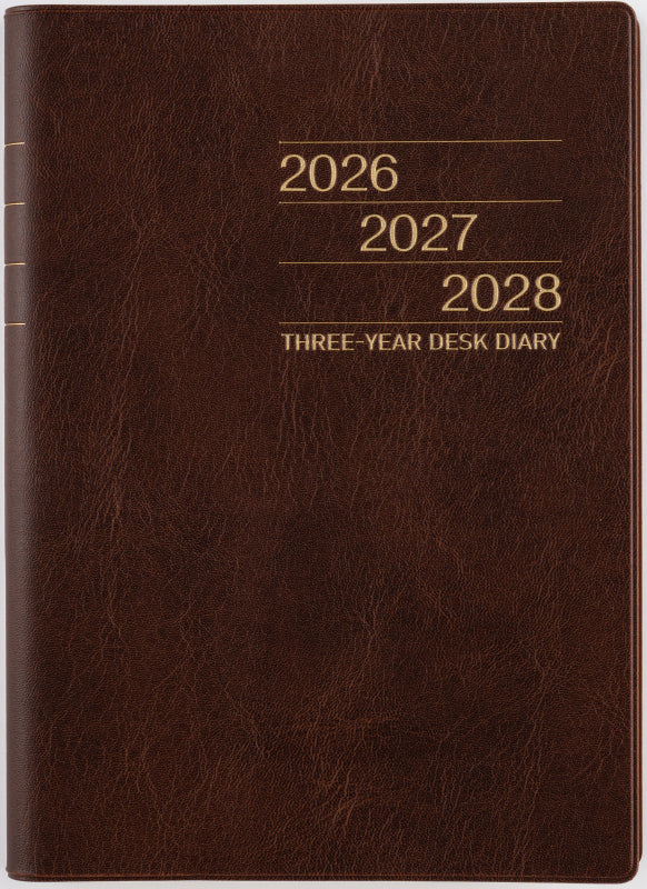 3年卓上日誌 2026年版1月始まり手帳 A5 連用・3年連用 茶