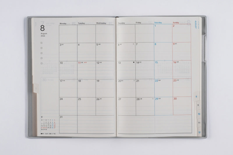 torinco (トリンコ) 8 2026年版1月始まり手帳 B6 ウィークリー・週間ブロック式 クリアブルー