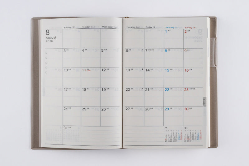 torinco (トリンコ) 1 2026年版1月始まり手帳 B6変型 デイリー・1頁1日記入式 ソフトグレー