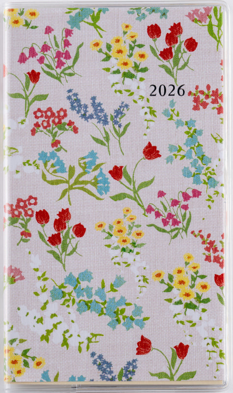 ラフィーネスリム 1 2026年版1月始まり手帳 156×91mm マンスリー・ブロック式 花柄