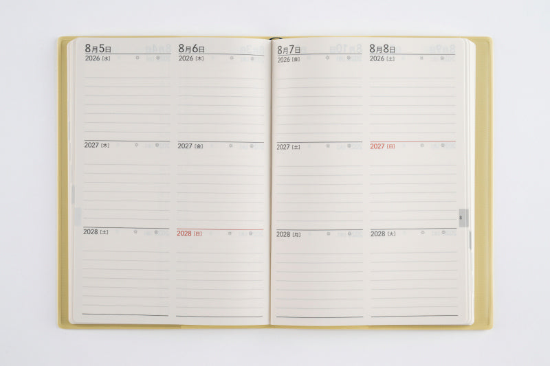 3年DIARY 2026年版1月始まり手帳 B6 連用・3年連用 クリームイエロー