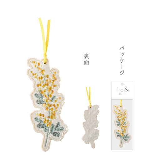 ito&/花咲く刺繍の文具 ブックマーク ミモザ