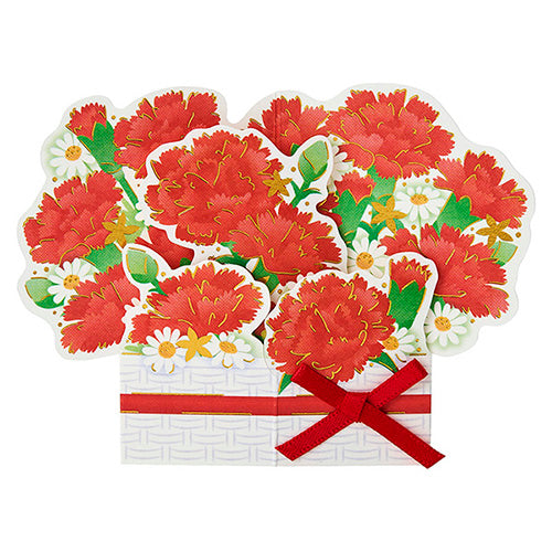 母の日 ミニカード 花かご赤