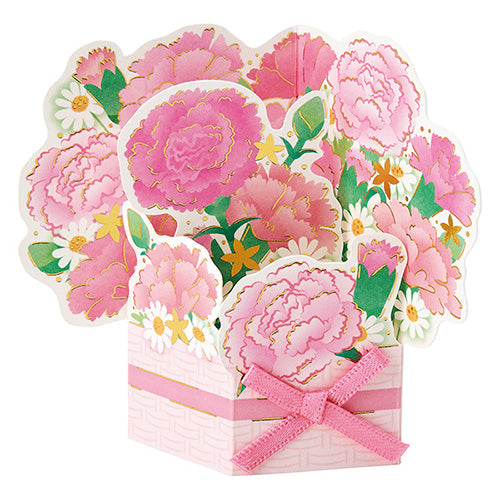 母の日 ミニカード 花かごピンク
