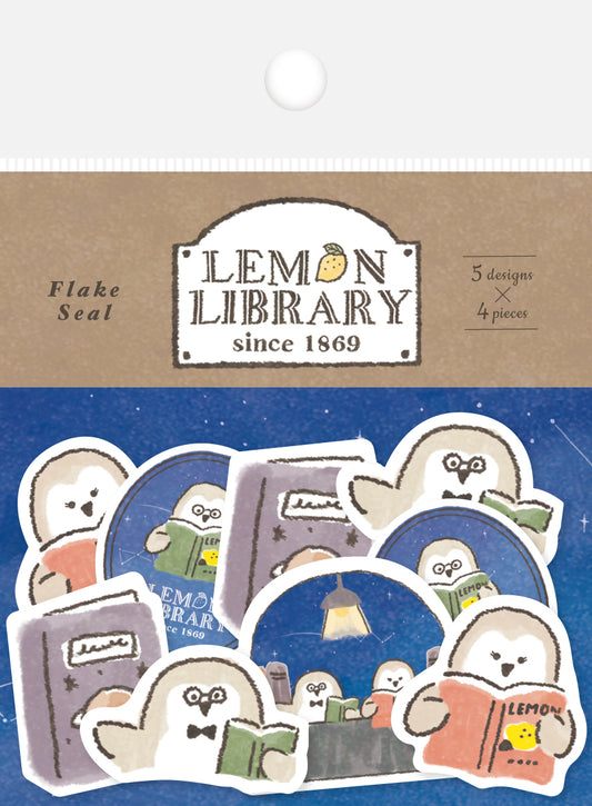 檸檬書店 レモンライブラリー 和風フレークシール ふくろう館長