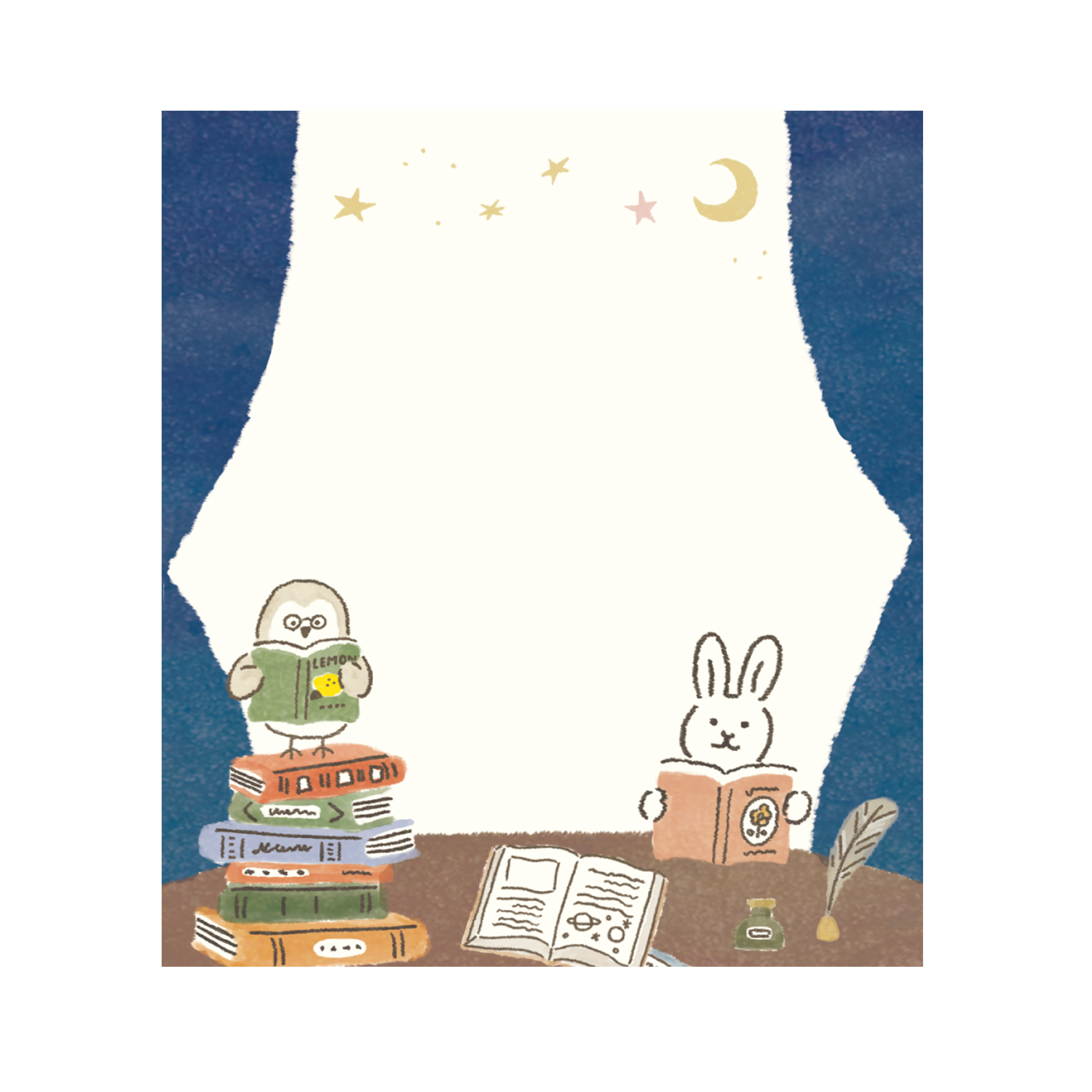 檸檬書店 レモンライブラリー メモパッド　ふくろう館長とみんな