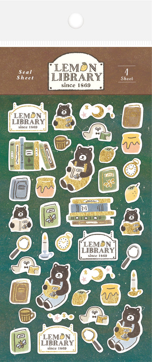 檸檬書店 レモンライブラリー 箔押しシールシート　くま
