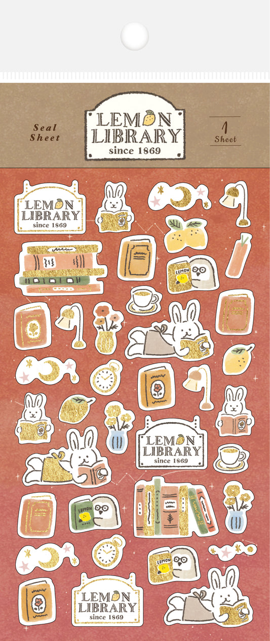 檸檬書店 レモンライブラリー 箔押しシールシート　うさぎ