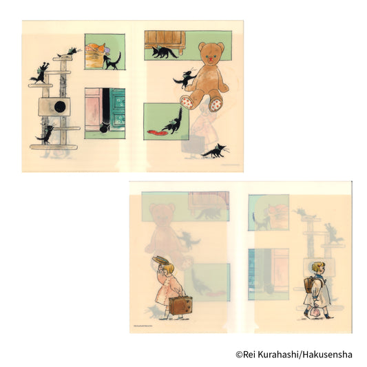 EHONS クリアファイルA5ダブルポケット2 くらはしれい 「こねこのトトはおるすばん」