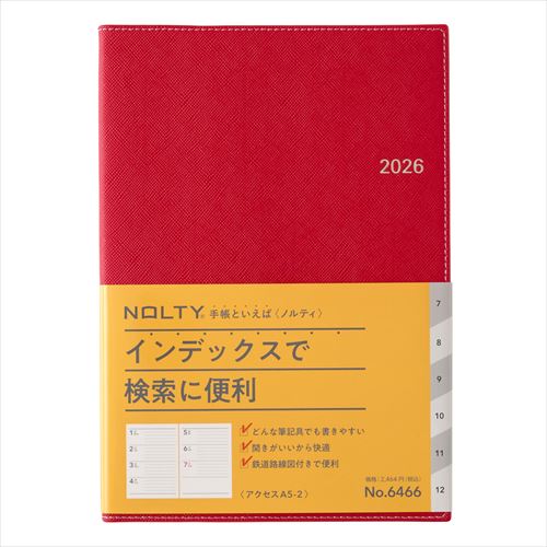 NOLTY(ノルティ) アクセス A5-2 週間メモ レッド 2026年1月始まり手帳