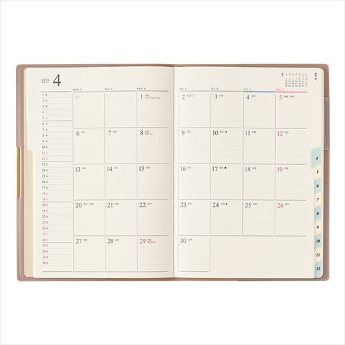 PAGEM by NOLTY(ペイジェム バイノルティ) ペイジェムマンスリーグラース B6-i月曜 マンスリー ベージュ 2026年1月始まり手帳