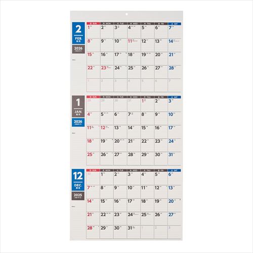 NOLTY(ノルティ) カレンダー壁掛3ヵ月一覧 A2(変型) 2026年1月始まりカレンダー