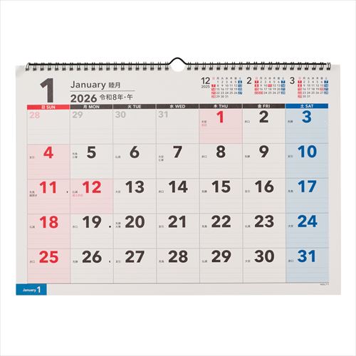 NOLTY(ノルティ) カレンダー壁掛 A3(横) 2026年1月始まりカレンダー