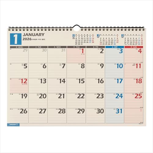 NOLTY(ノルティ) カレンダー壁掛月曜始まり B4(横) 2026年1月始まりカレンダー