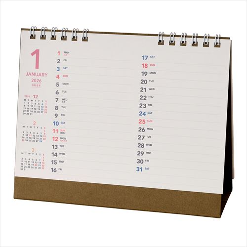 NOLTY(ノルティ) カレンダー卓上インデックス月曜始まり B6(横) 2026年1月始まりカレンダー