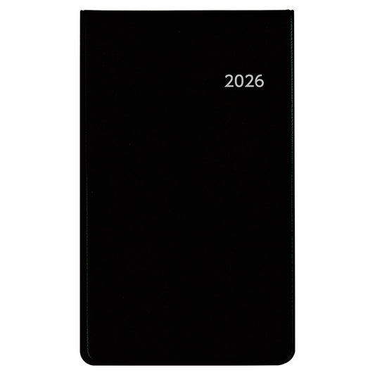 アポイント 文字大 2026年版ダイアリー 手帳サイズ 1ヶ月横罫 縦開 48ページ ブラック