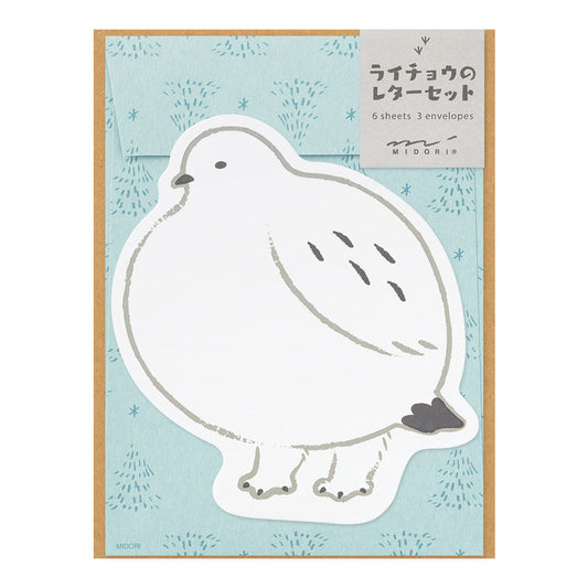 ミドリ レターセット925 ダイカット ライチョウ柄