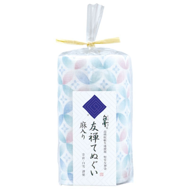 友禅てぬぐい 七宝柄 天色ブルー