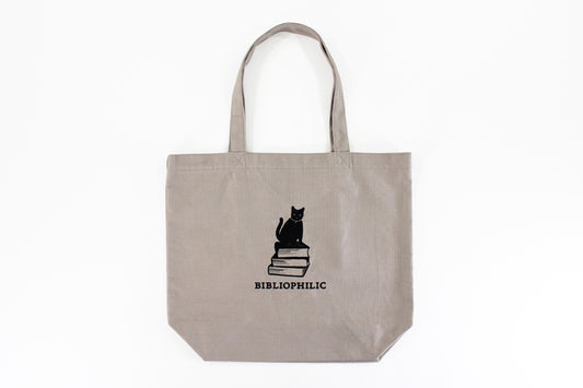 BIBLIOPHILIC CANVAS TOTE BAG L GREY