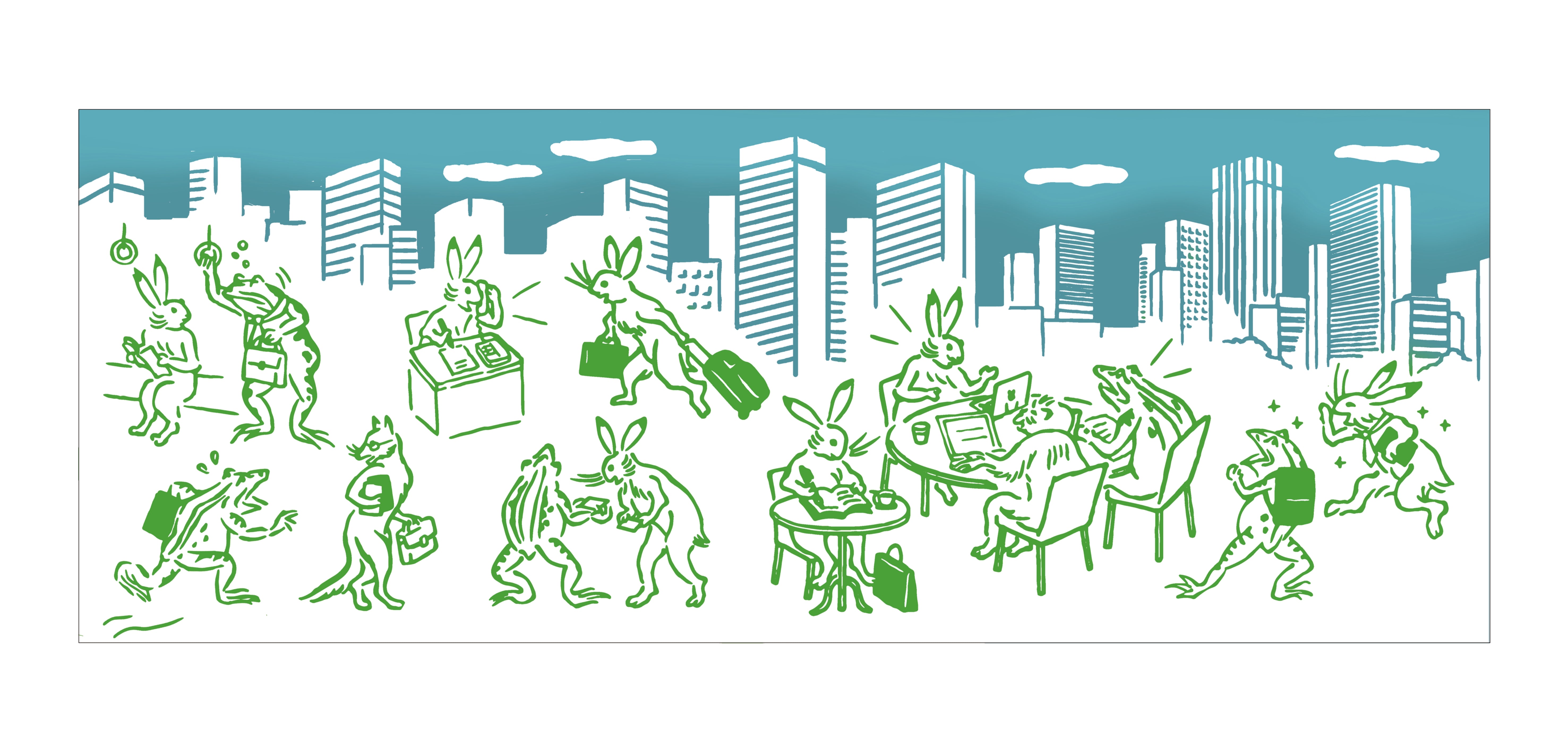 かまわぬ×丸善 オリジナル手拭 鳥獣フレッシャーズ